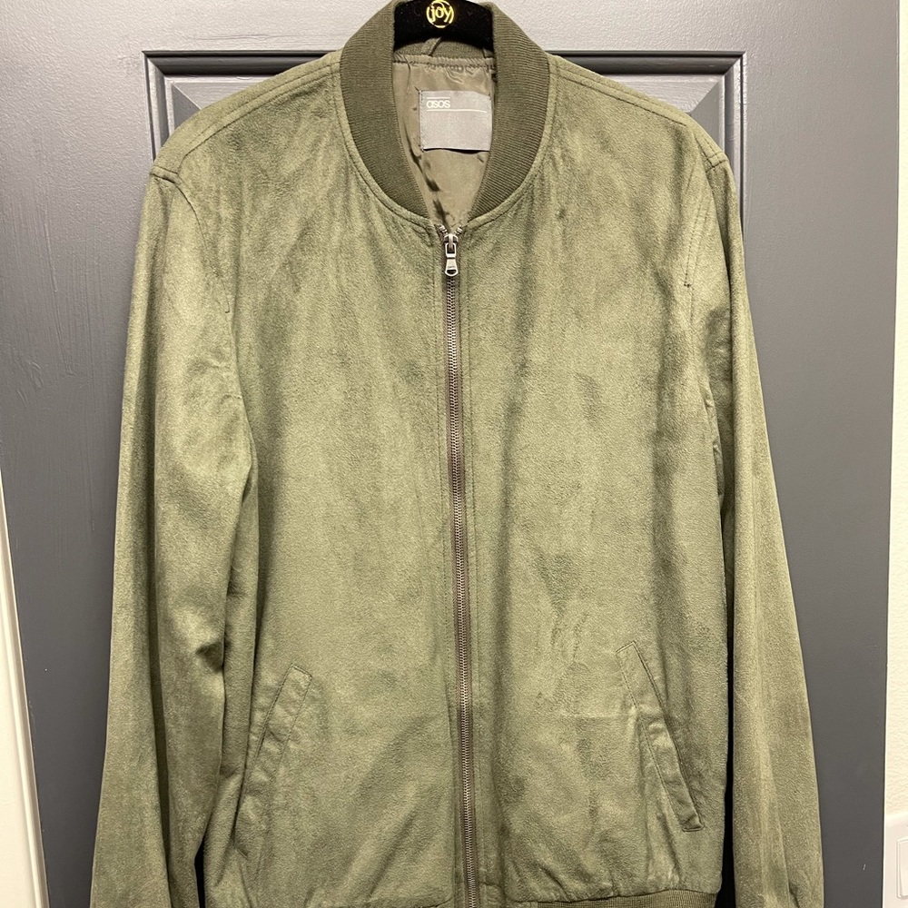 ASOS Green suede bomber jacket